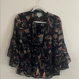 Maeve Dark Romantic Peasant Top‎ Bell Sleeve Floral Autumn Bohemian Weirdieval S